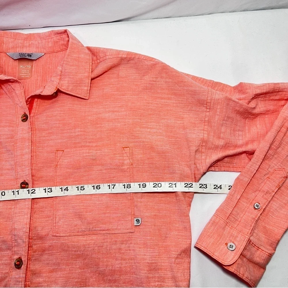 Mountain Hardwear Long Sleeve Button Down Shirt- Size XL - Orange colored